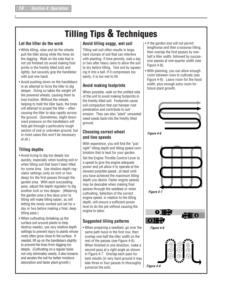 Tilling tips, Techniques | Troy-Bilt 664D-Pony User Manual | Page 14 / 40