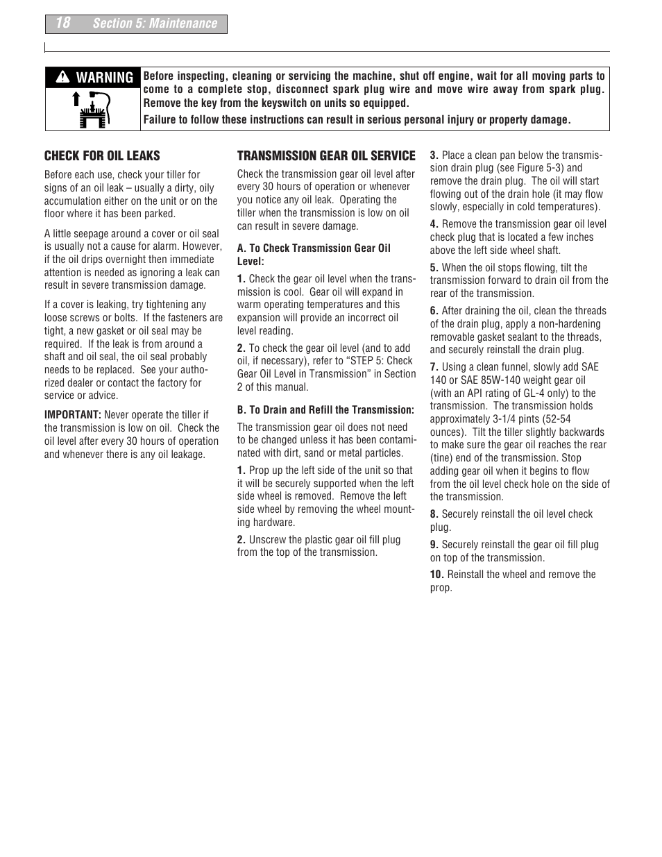 Warning | Troy-Bilt 664D-Pony User Manual | Page 18 / 40
