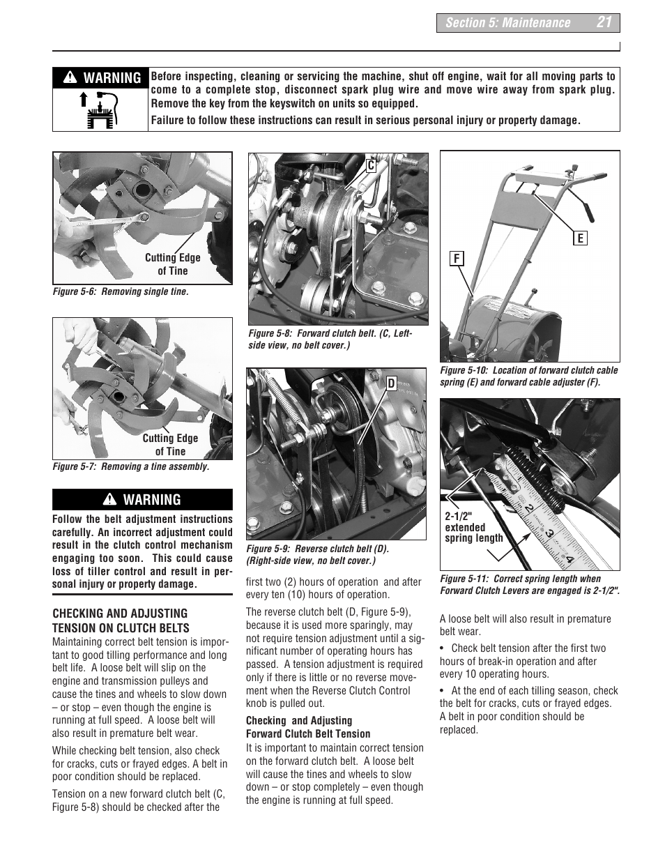 Warning | Troy-Bilt 664D-Pony User Manual | Page 21 / 40