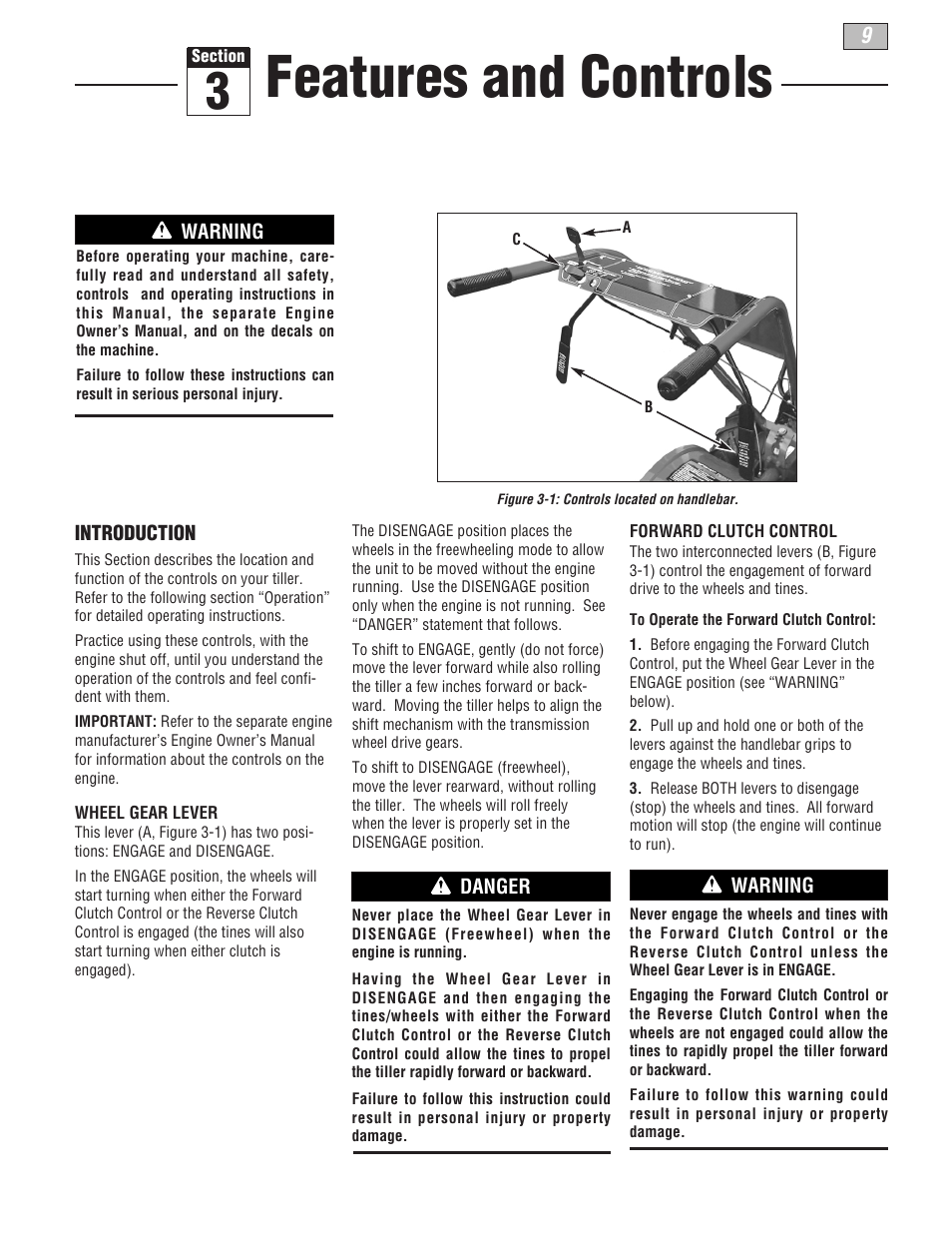 Features and controls | Troy-Bilt 664D-Pony User Manual | Page 9 / 40