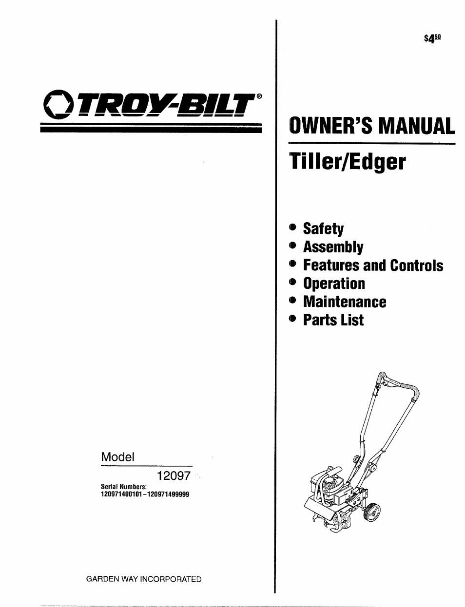 Troy-Bilt 12097 User Manual | 20 pages