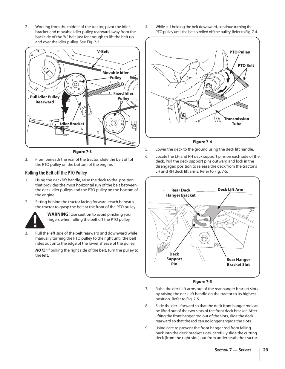 Rolling the belt off the pto pulley | Troy-Bilt RZT SERIES ZT42 User Manual | Page 29 / 76