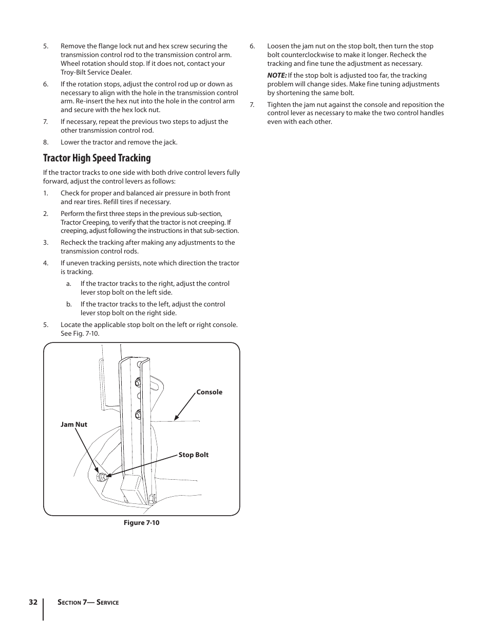 Tractor high speed tracking | Troy-Bilt RZT SERIES ZT42 User Manual | Page 32 / 76