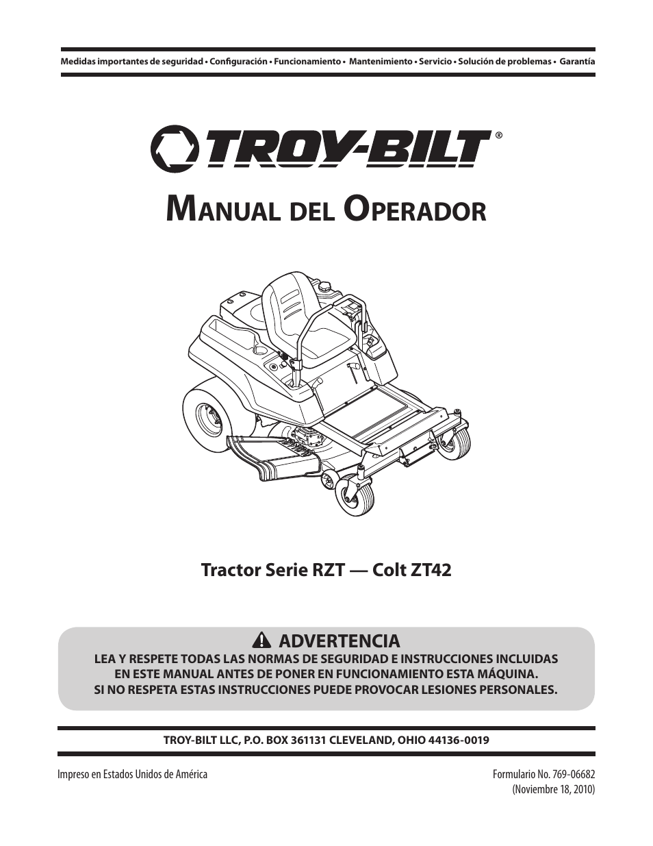 Anual, Perador | Troy-Bilt RZT SERIES ZT42 User Manual | Page 41 / 76