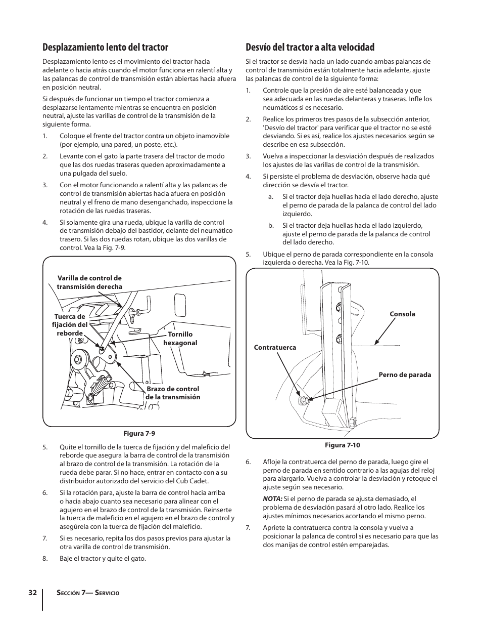 Desplazamiento lento del tractor, Desvío del tractor a alta velocidad | Troy-Bilt RZT SERIES ZT42 User Manual | Page 72 / 76