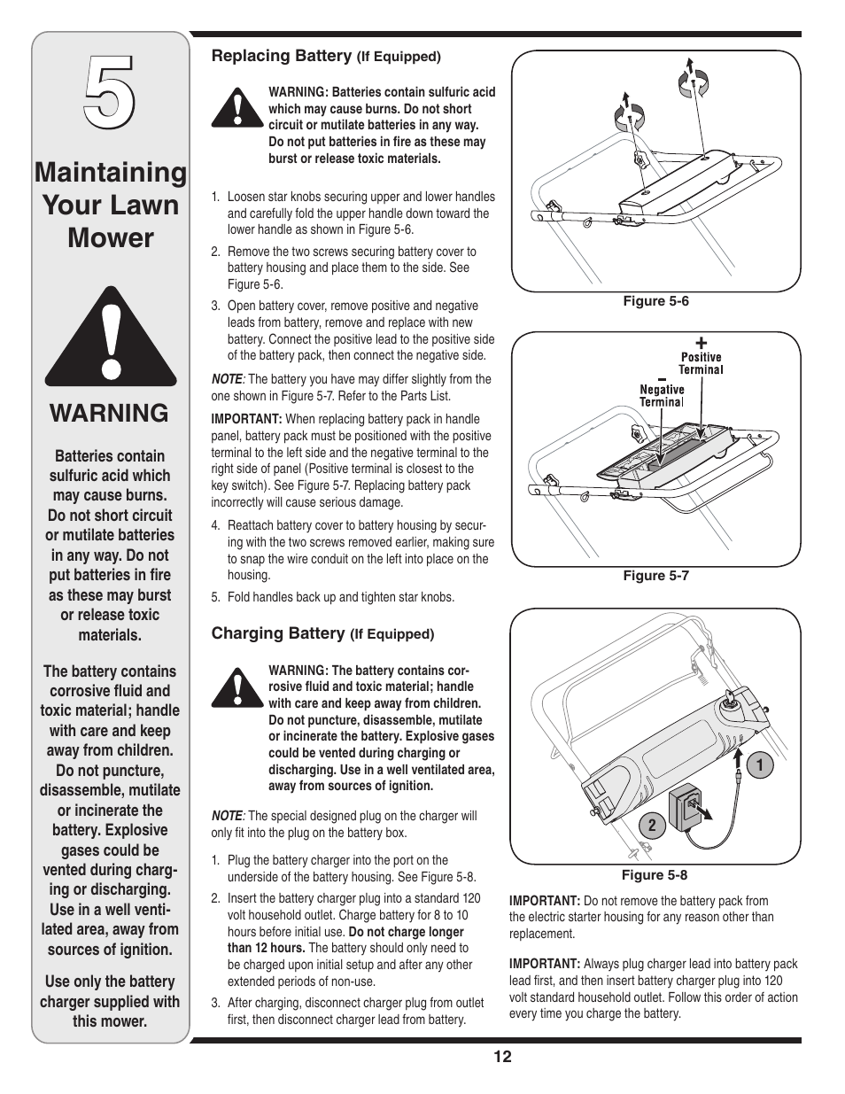 Maintaining your lawn mower, Warning | Troy-Bilt 440 User Manual | Page 12 / 18