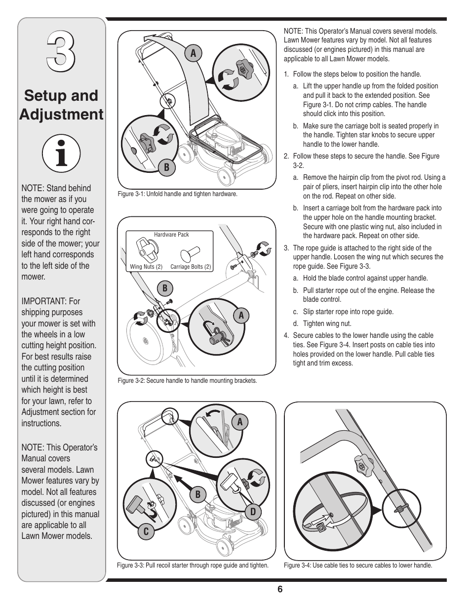 Setup and adjustment | Troy-Bilt 440 User Manual | Page 6 / 18
