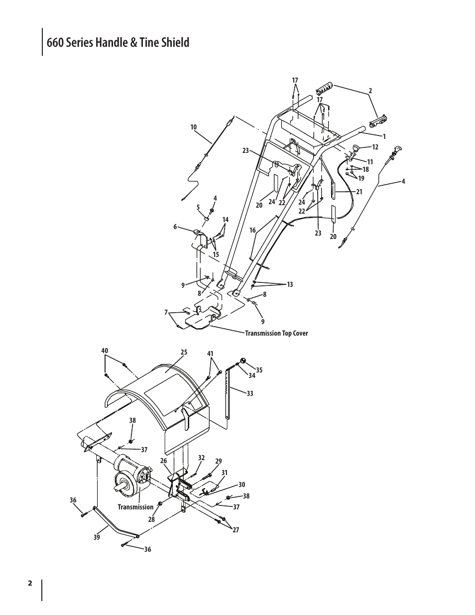 660 series handle & tine shield | Troy-Bilt 660 User Manual | Page 2 / 12