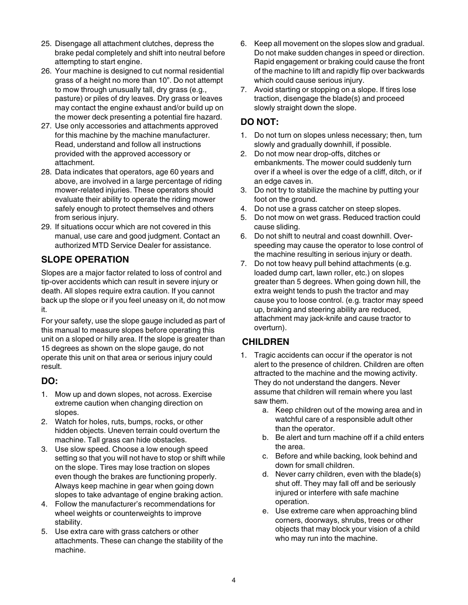 Troy-Bilt Automatic Lawn Tractor User Manual | Page 4 / 27