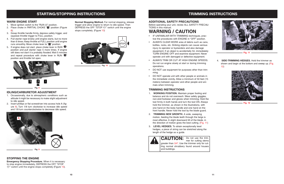 Warning / caution, Caution | Troy-Bilt tb25ght User Manual | Page 10 / 22