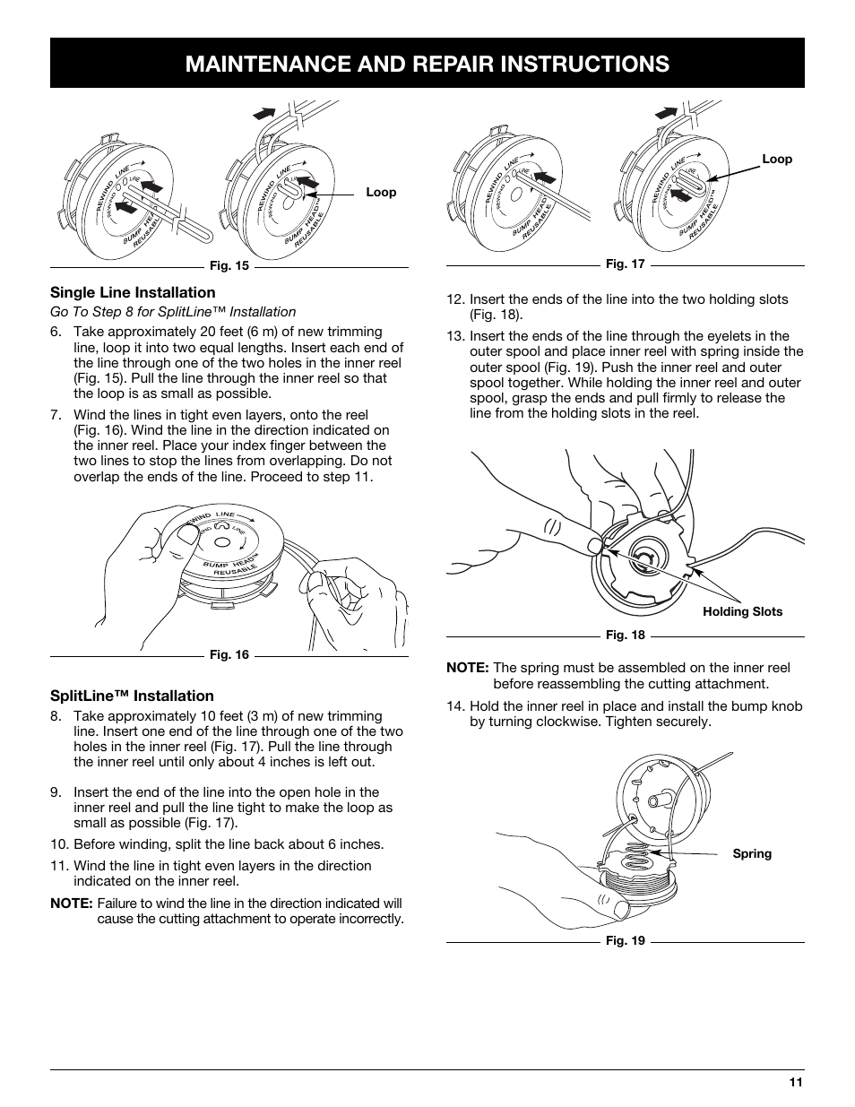 Maintenance and repair instructions | Troy-Bilt TB50 User Manual | Page 11 / 48