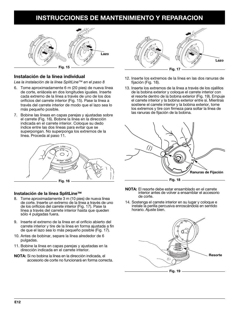 Instrucciones de mantenimiento y reparacion | Troy-Bilt TB50 User Manual | Page 40 / 48