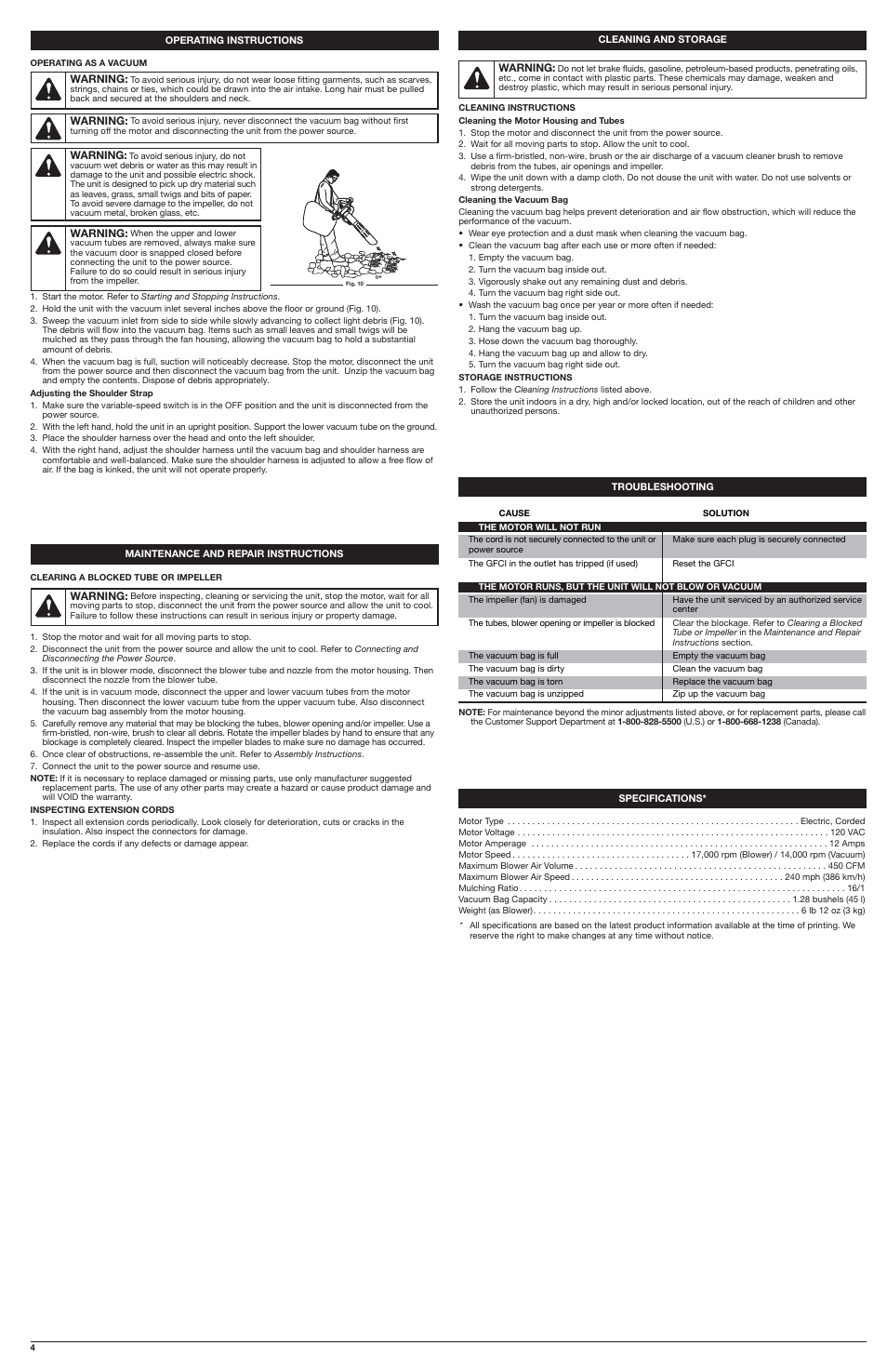 Troy-Bilt TB197BV User Manual | Page 4 / 16