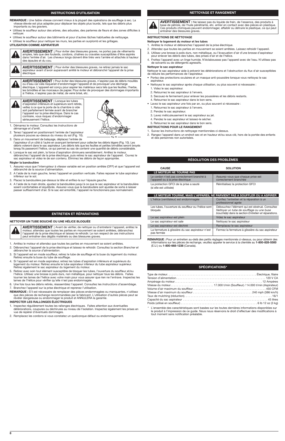 Troy-Bilt TB197BV User Manual | Page 8 / 16