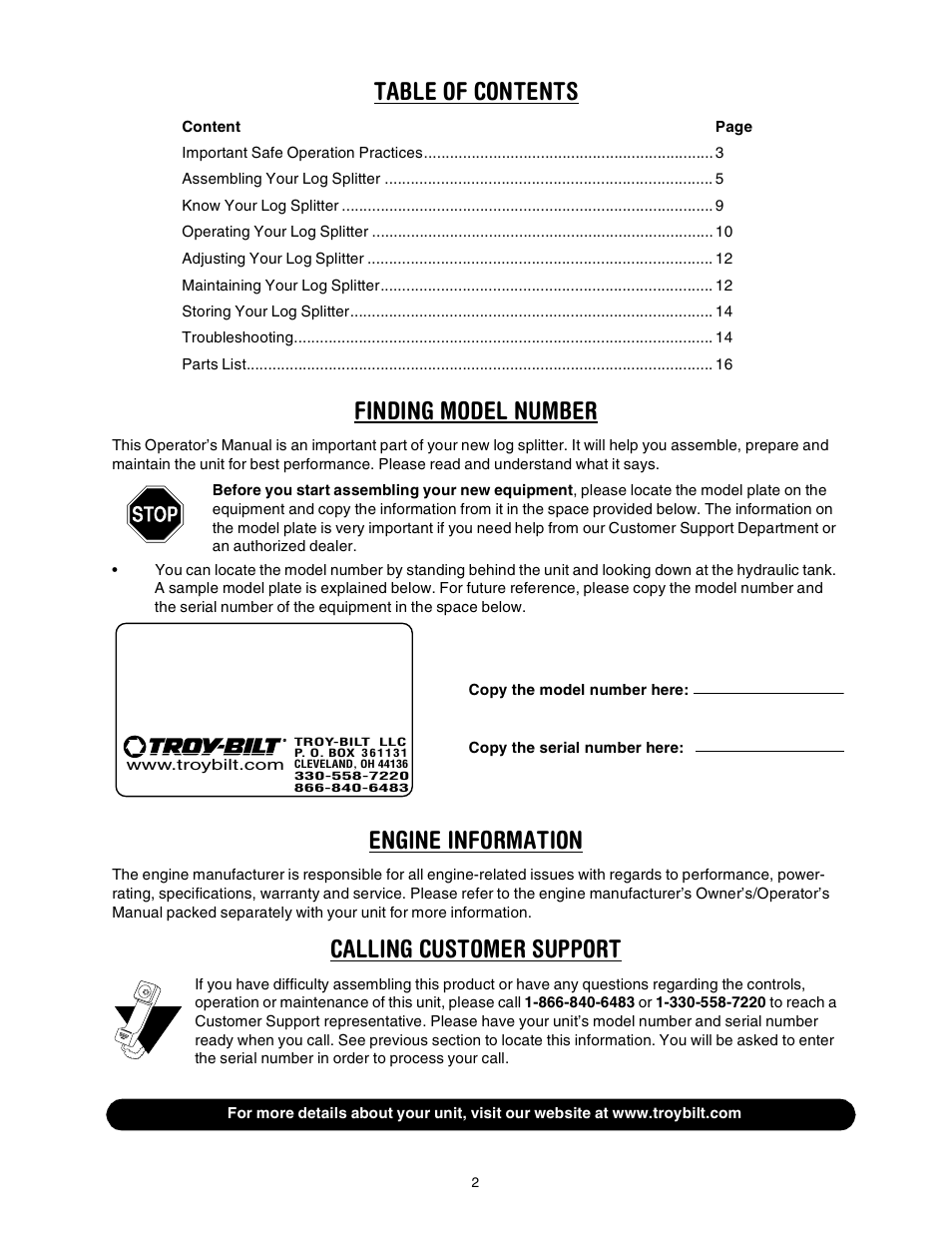 Troy-Bilt LS338 User Manual | Page 2 / 18