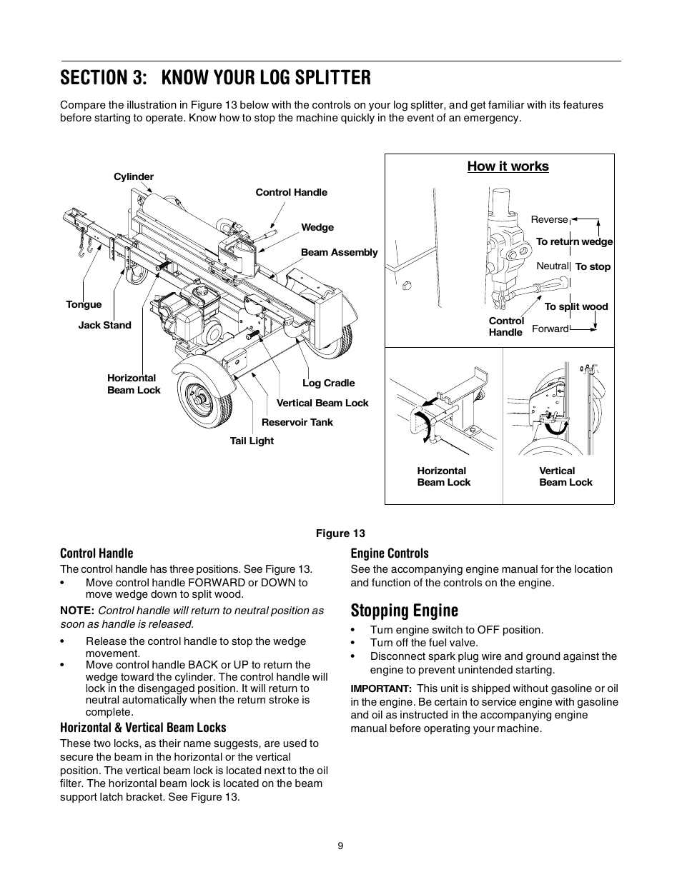 Stopping engine | Troy-Bilt LS338 User Manual | Page 9 / 18