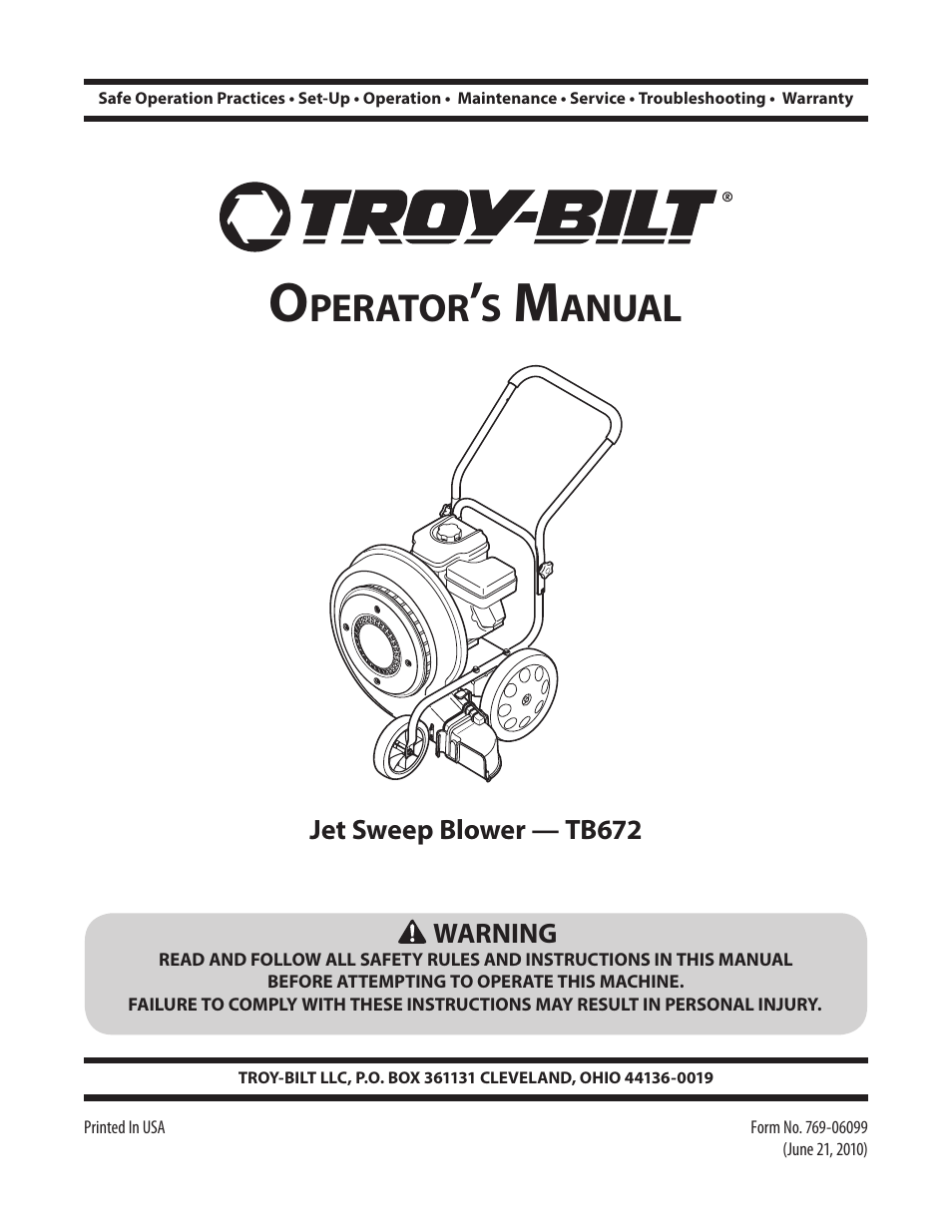 Troy-Bilt TB672 User Manual | 24 pages