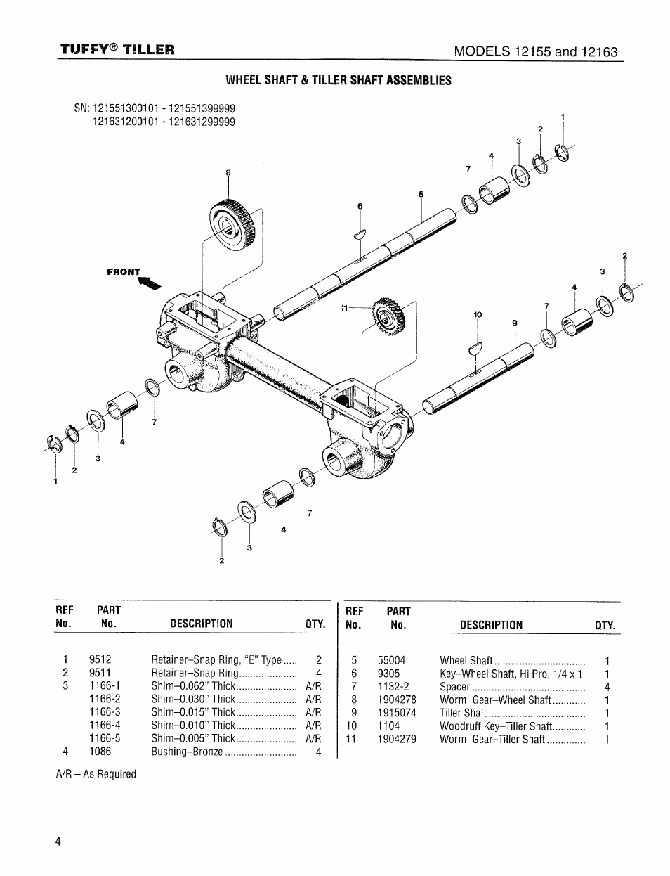 Tuffy® tiller | Troy-Bilt 12165 User Manual | Page 4 / 12