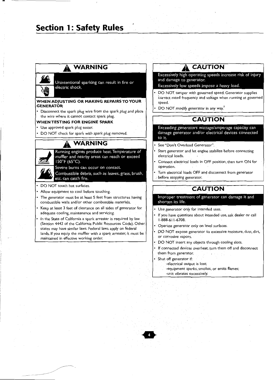 Warning, Caution, Warning ^caution | Troy-Bilt 01919-1 User Manual | Page 4 / 34
