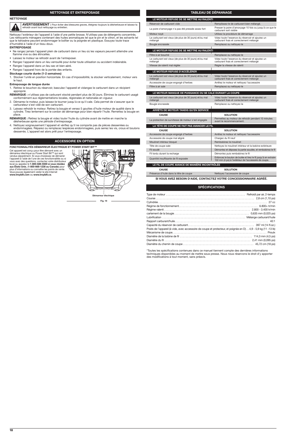 Troy-Bilt 2-Cycle Trimmer TB2040 XP User Manual | Page 10 / 16