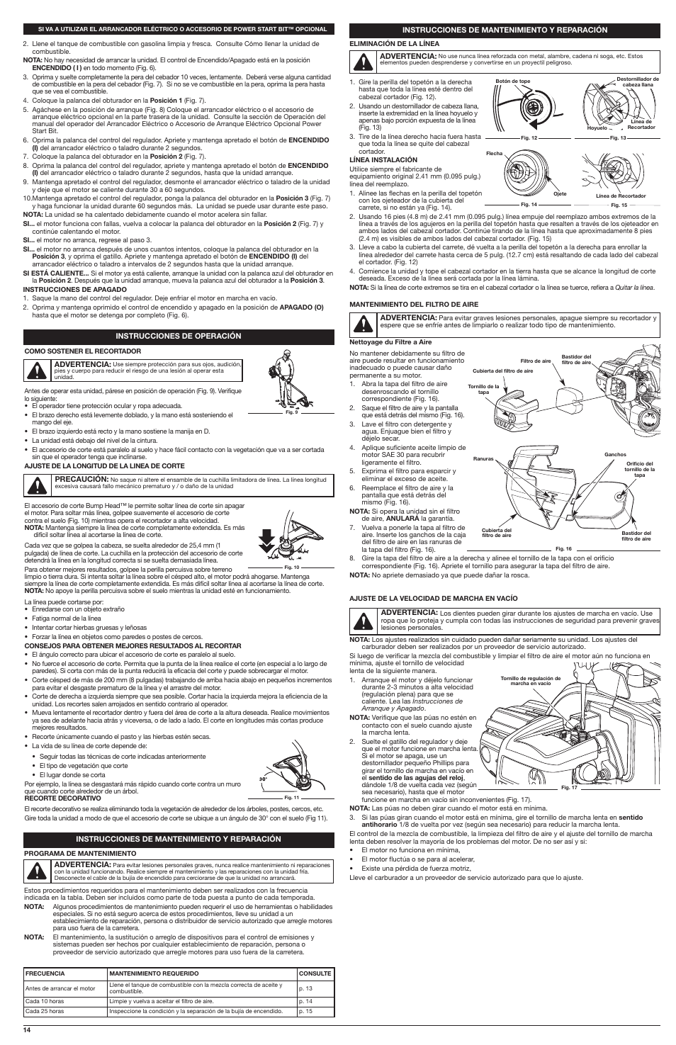 Troy-Bilt 2-Cycle Trimmer TB2040 XP User Manual | Page 14 / 16