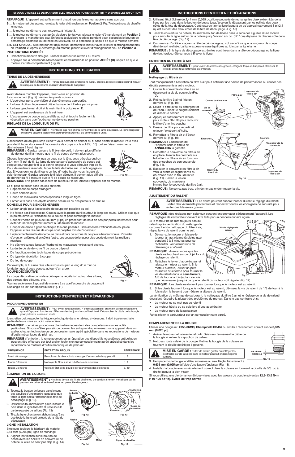 Troy-Bilt 2-Cycle Trimmer TB2040 XP User Manual | Page 9 / 16