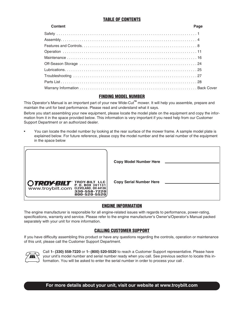 Troy-Bilt 753B User Manual | Page 2 / 32