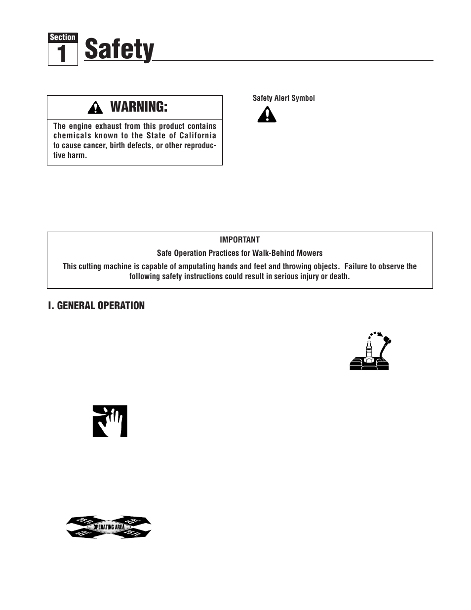Safety, Warning, I. general operation | Troy-Bilt 753B User Manual | Page 3 / 32