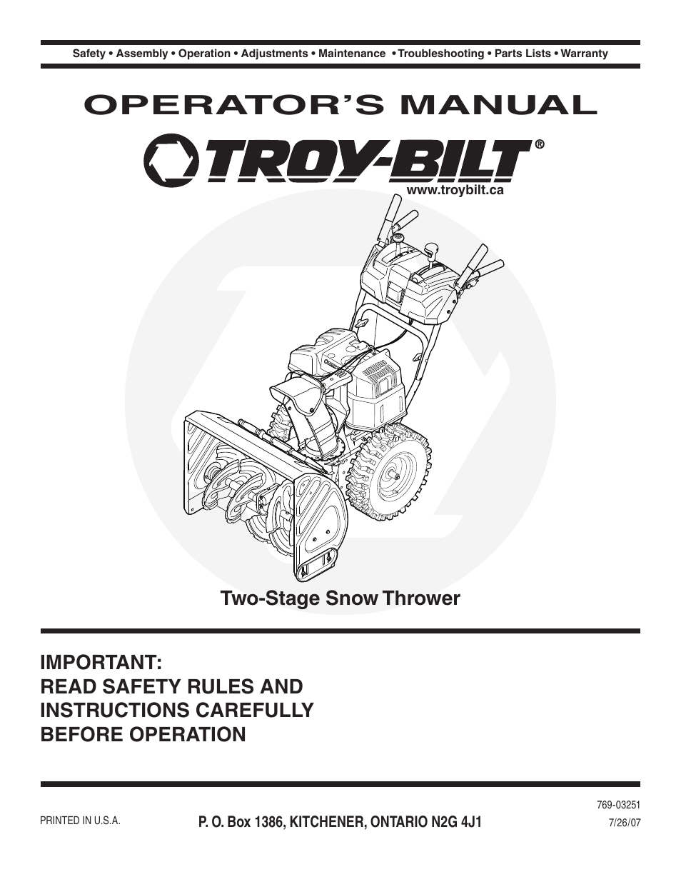 Troy-Bilt 31AE6GKF500 User Manual | 56 pages