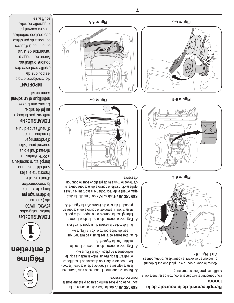 Régime d’entretien | Troy-Bilt 31AE6GKF500 User Manual | Page 40 / 56