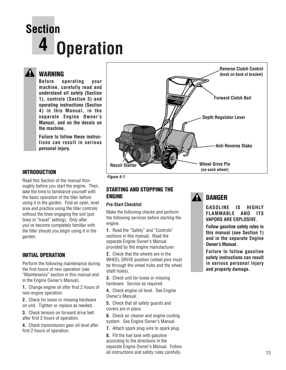 Operation | Troy-Bilt 645A-Bronco User Manual | Page 13 / 36