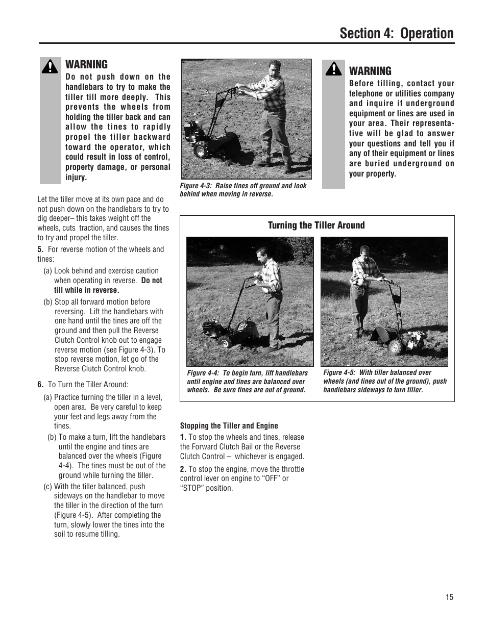 Warning | Troy-Bilt 645A-Bronco User Manual | Page 15 / 36