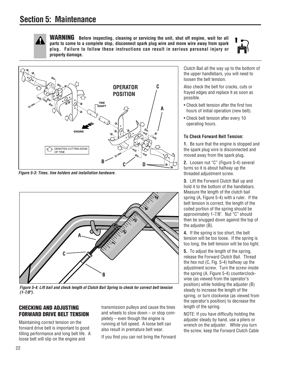 Warning | Troy-Bilt 645A-Bronco User Manual | Page 22 / 36