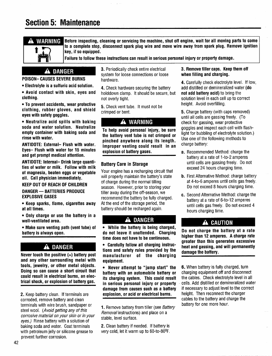 A danger, A warning, A caution | Troy-Bilt 12204-10HP User Manual | Page 42 / 64