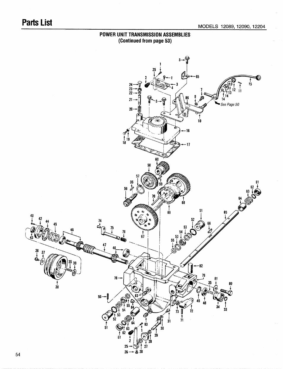 Parts list | Troy-Bilt 12204-10HP User Manual | Page 54 / 64