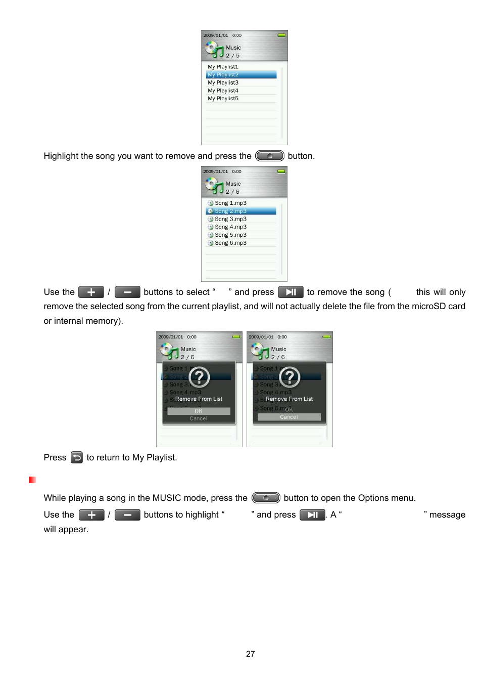 Delete | Transcend Information Transcend MP860 User Manual | Page 27 / 79