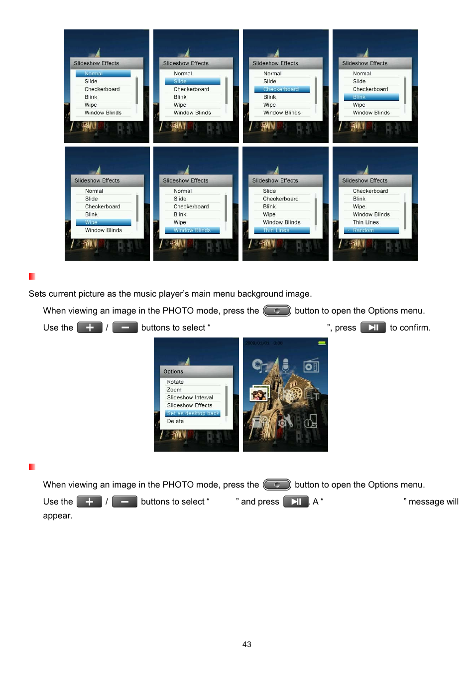 Set as desktop background, Delete | Transcend Information Transcend MP860 User Manual | Page 43 / 79