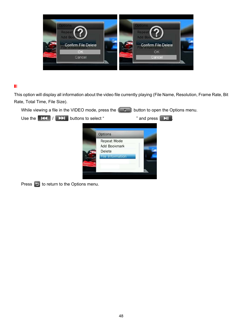 File information | Transcend Information Transcend MP860 User Manual | Page 48 / 79