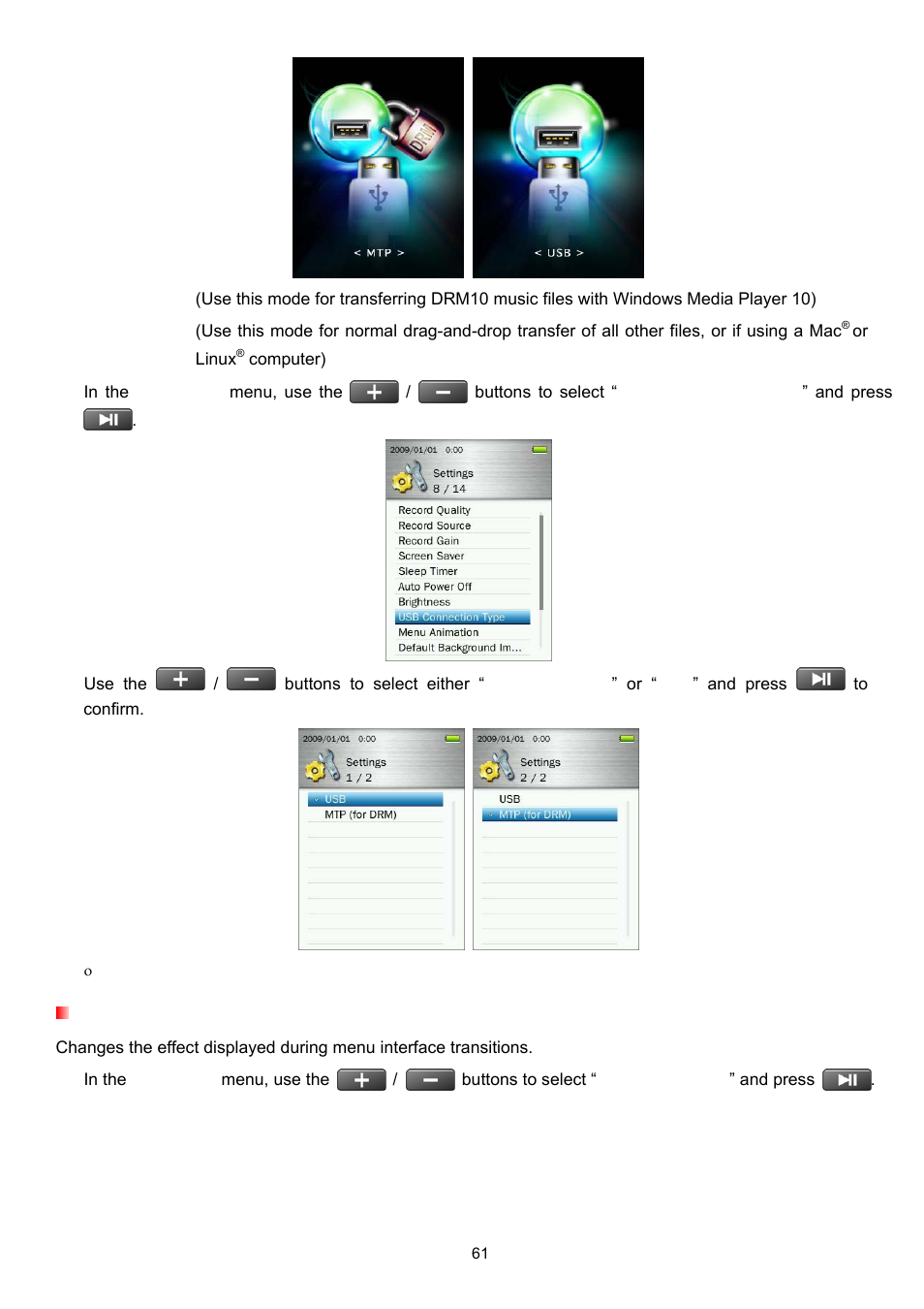Menu animation | Transcend Information Transcend MP860 User Manual | Page 61 / 79