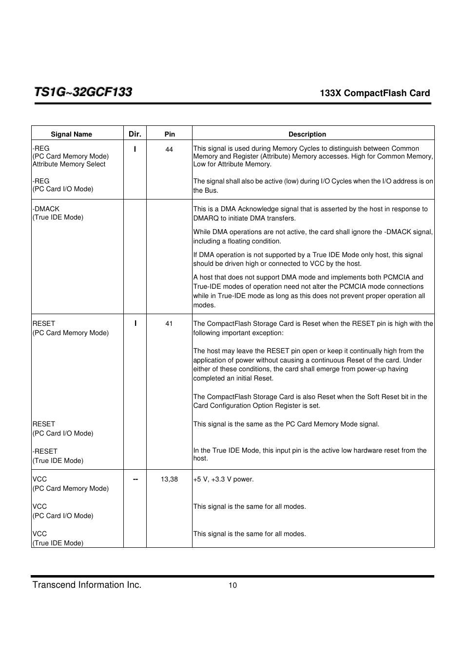 Transcend Information CompactFlash TS1G-32GCF133 User Manual | Page 10 / 79