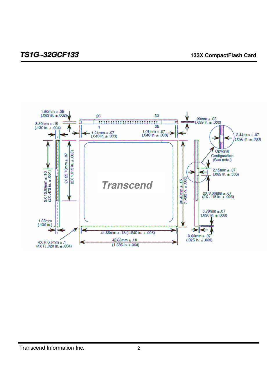 Transcend | Transcend Information CompactFlash TS1G-32GCF133 User Manual | Page 2 / 79