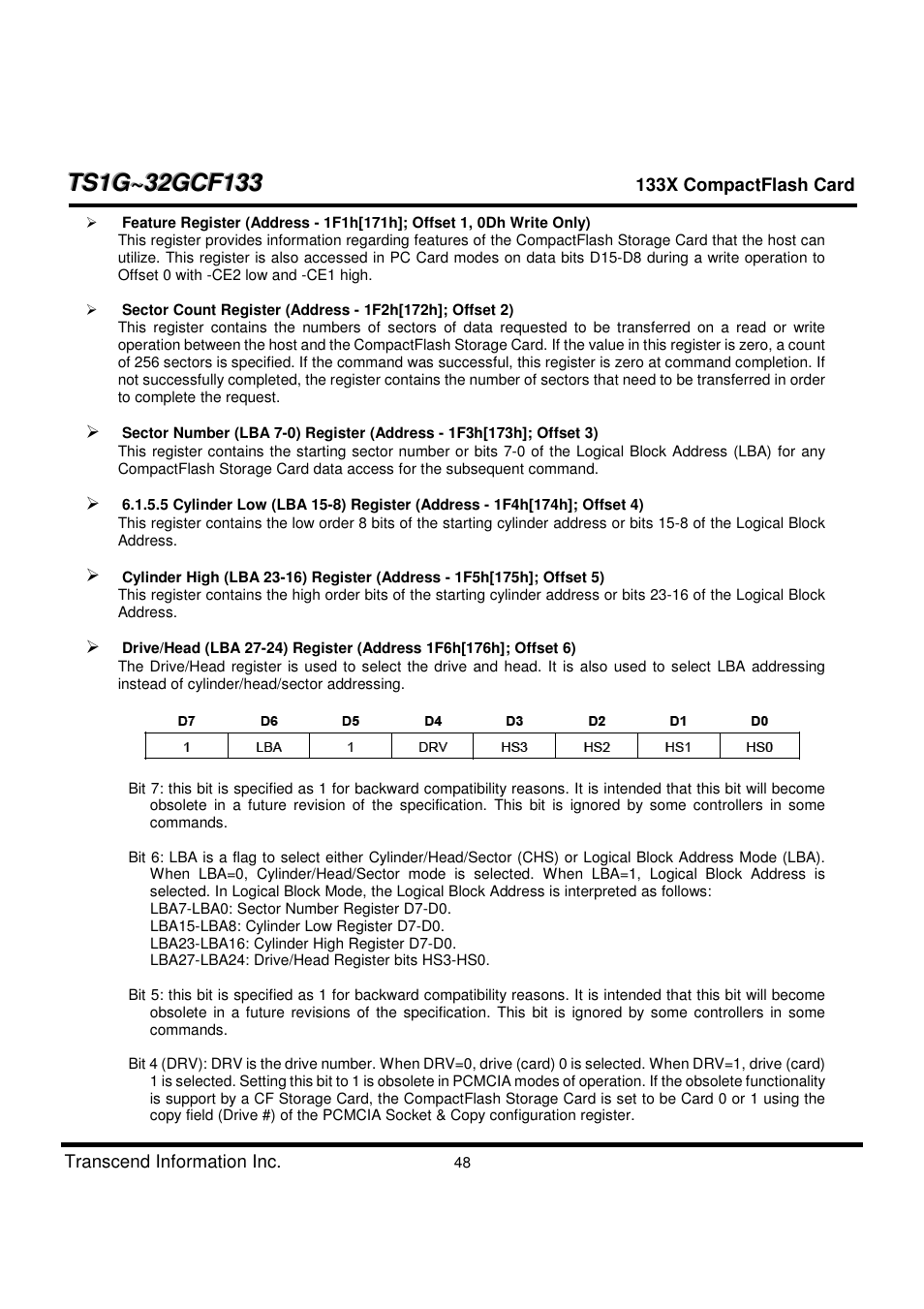 Transcend Information CompactFlash TS1G-32GCF133 User Manual | Page 48 / 79