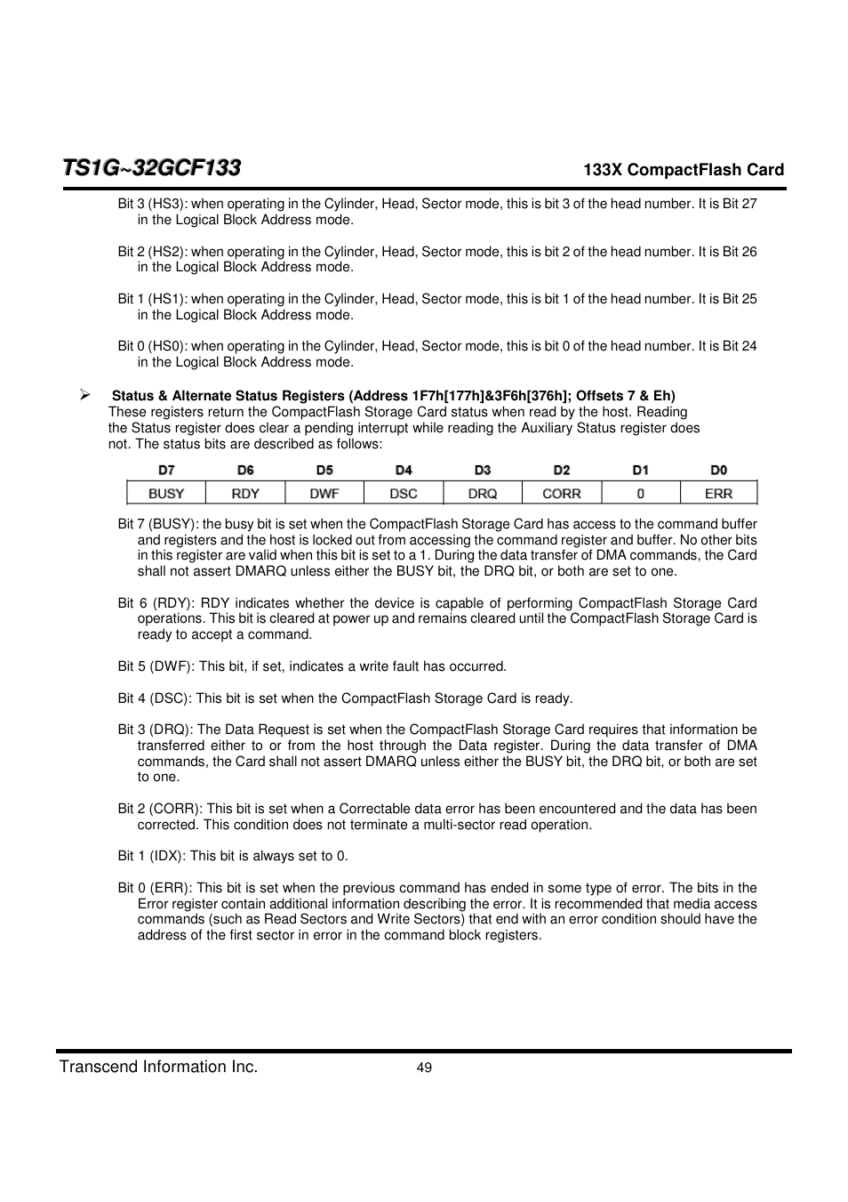 Transcend Information CompactFlash TS1G-32GCF133 User Manual | Page 49 / 79