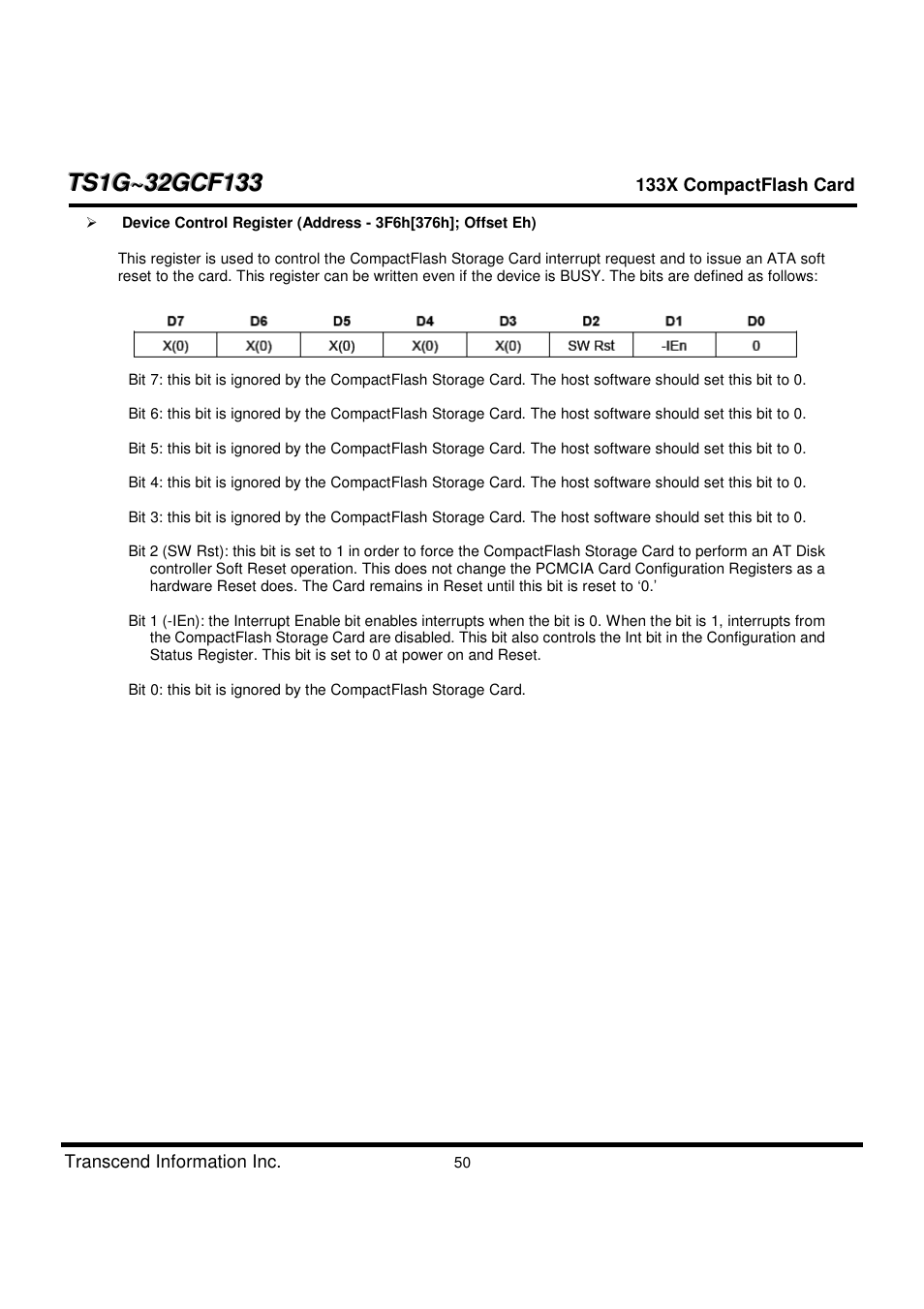 Transcend Information CompactFlash TS1G-32GCF133 User Manual | Page 50 / 79