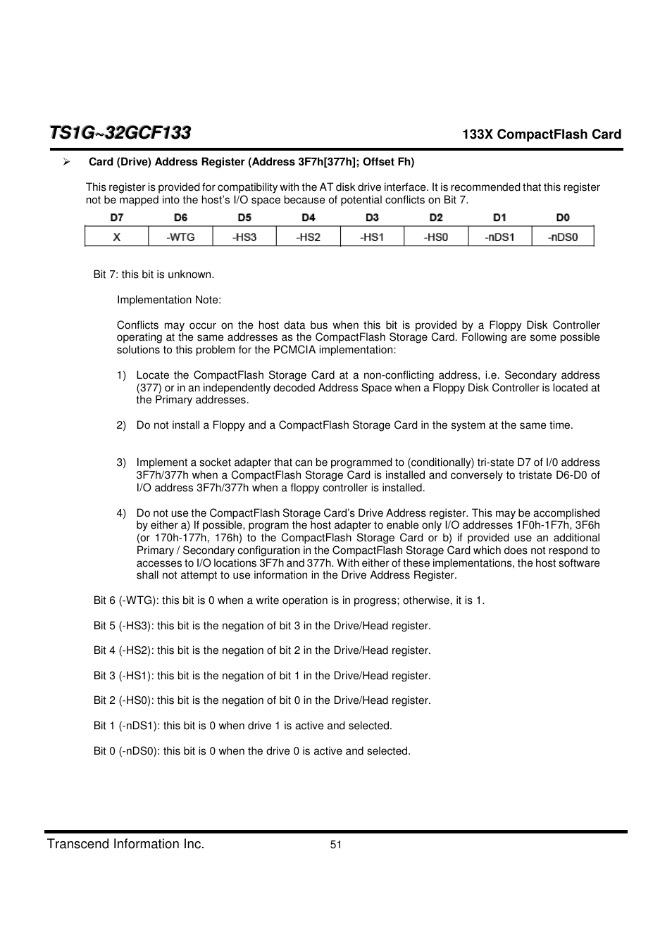 Transcend Information CompactFlash TS1G-32GCF133 User Manual | Page 51 / 79