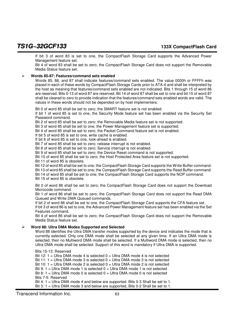 Transcend Information CompactFlash TS1G-32GCF133 User Manual | Page 63 / 79