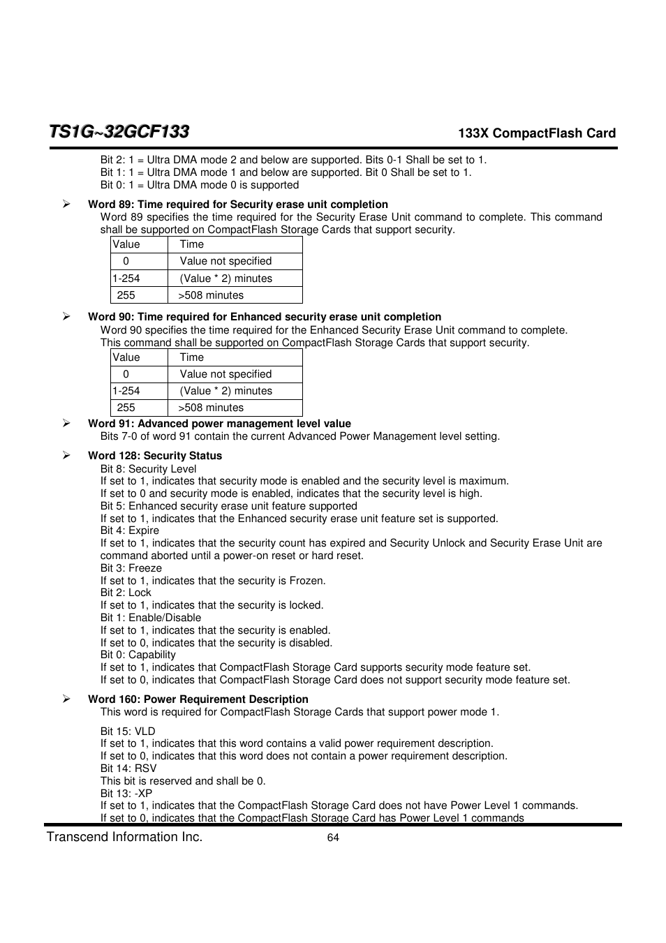 Transcend Information CompactFlash TS1G-32GCF133 User Manual | Page 64 / 79