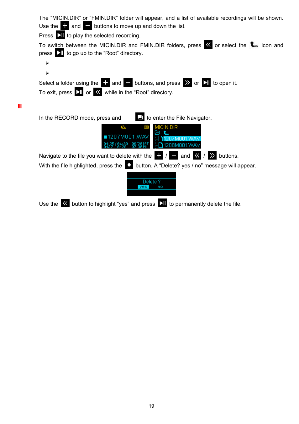 Deleting recorded files | Transcend Information TS4GMP320 User Manual | Page 19 / 41