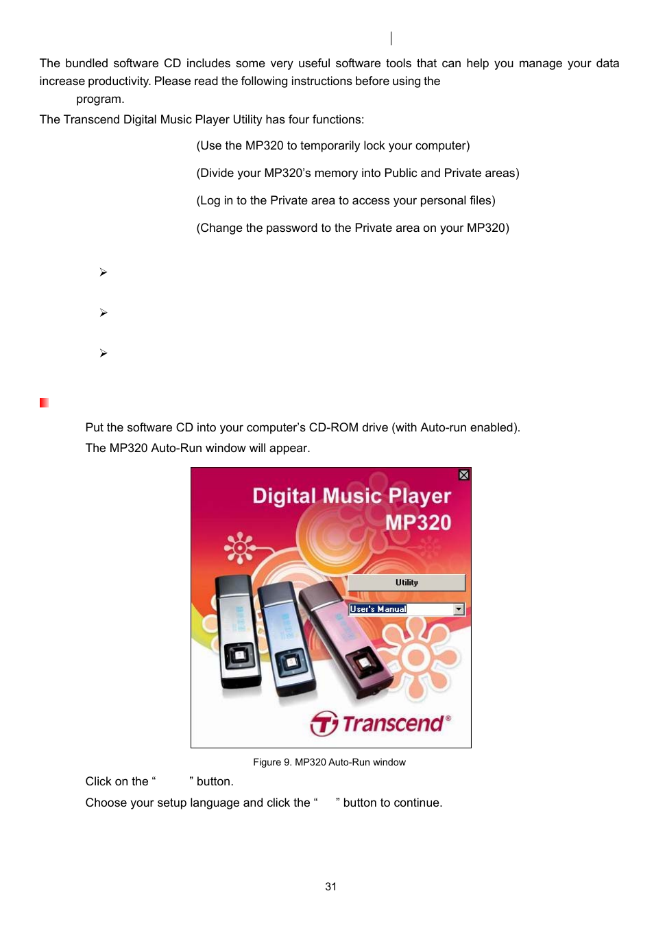 Transcend digital music player utility software | Transcend Information TS4GMP320 User Manual | Page 31 / 41