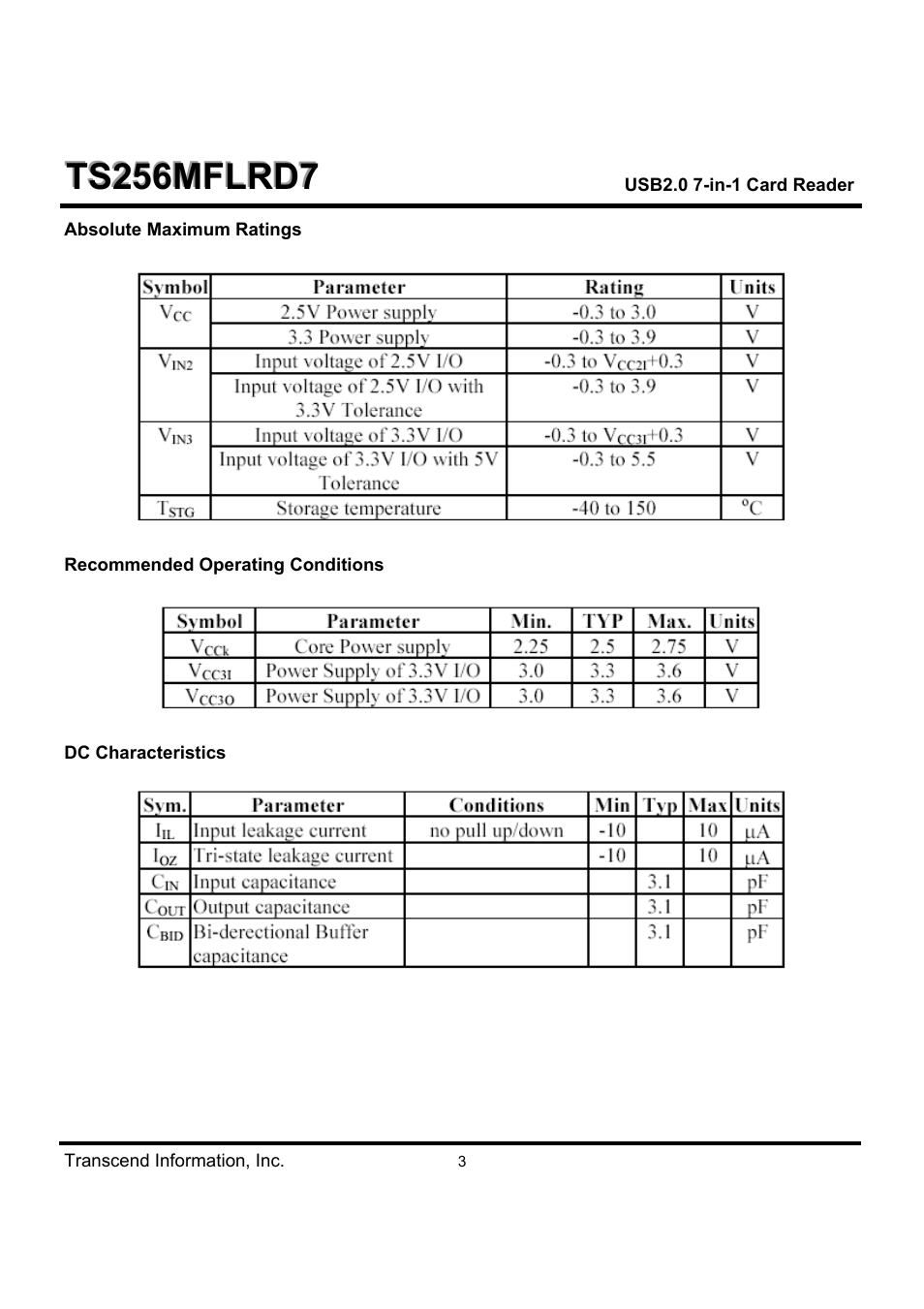 Transcend Information TS256MFLRD7 User Manual | Page 3 / 4